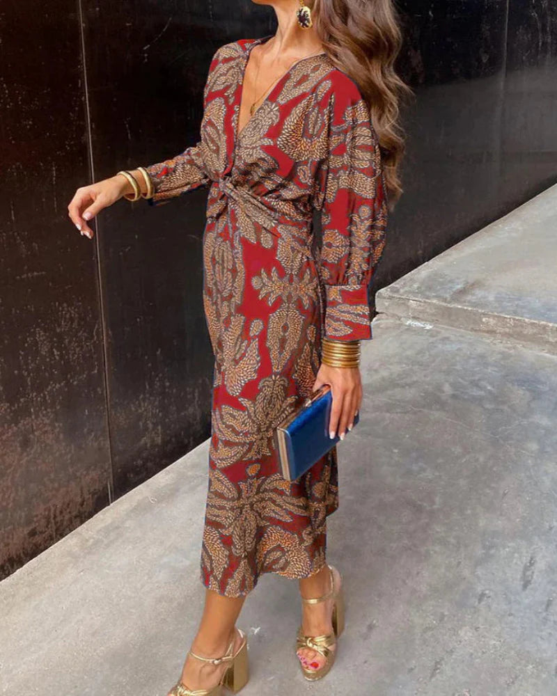 Vestido Midi Brenda - Elegante vestido de manga larga para fiestas y eventos