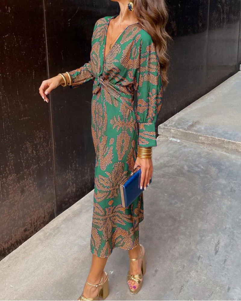 Vestido Midi Brenda - Elegante vestido de manga larga para fiestas y eventos