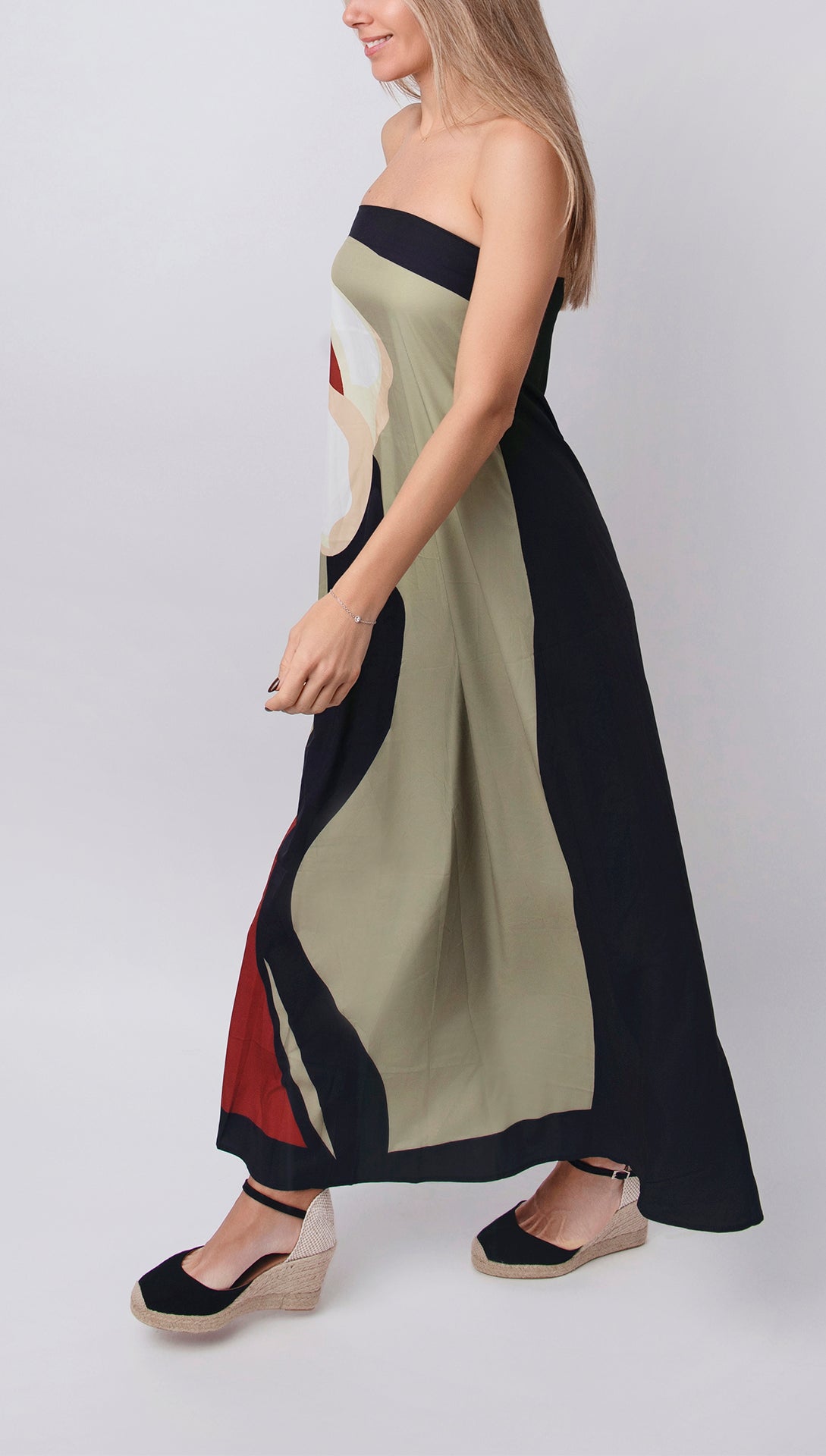 Paula - Vestido estampado con escote palabra de honor