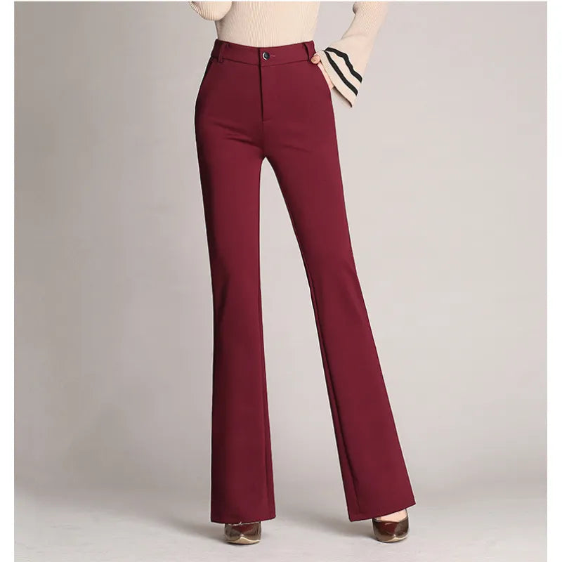 Maria - Pantalón sastre beige de pata ancha