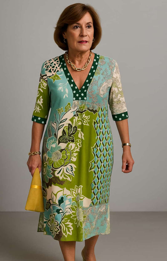 PALOMA | VESTIDO MAXI COLORIDO CON CONTRASTES ELEGANTES