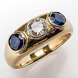 Anillo de oro con circonia cúbica de vidrio vintage azul