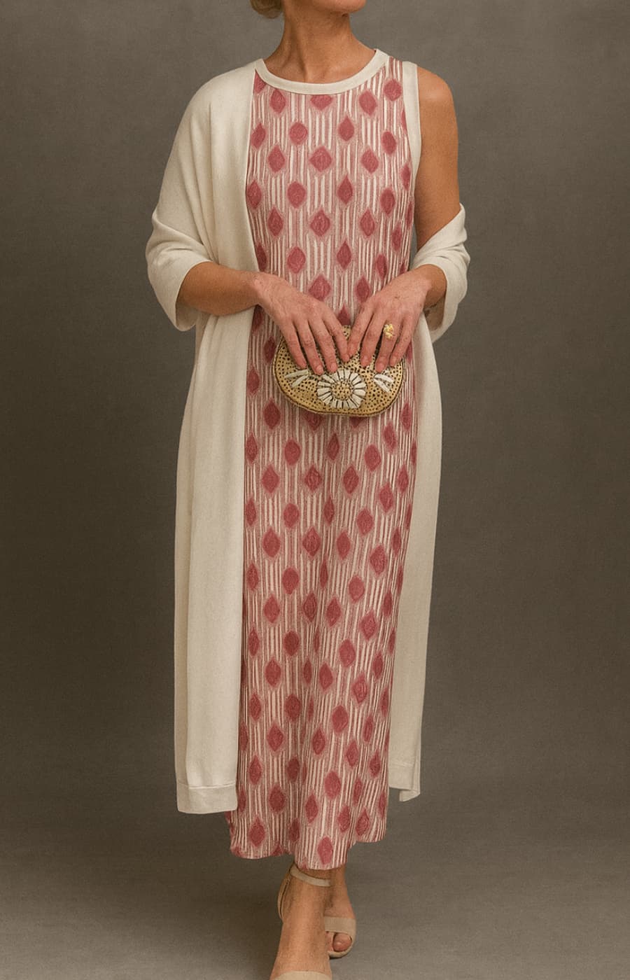 LETICIA | VESTIDO SATINADO CON ESTOLA ELEGANTE