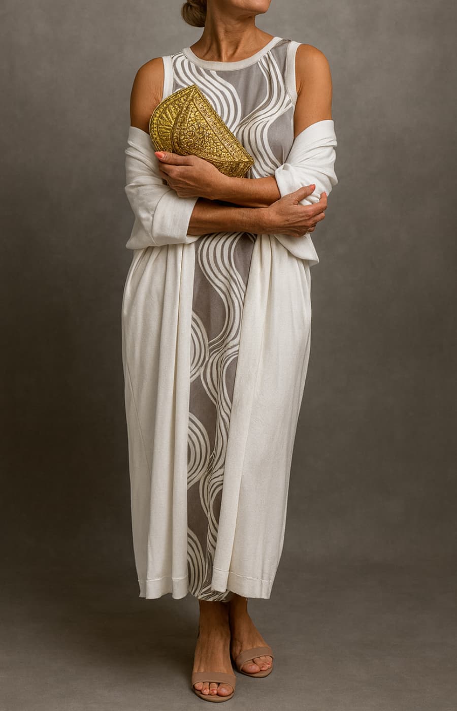 LETICIA | VESTIDO SATINADO CON ESTOLA ELEGANTE