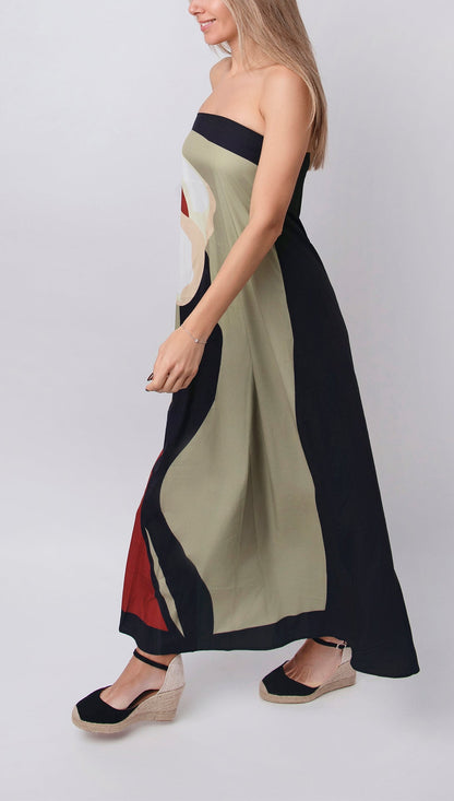 Paula - Vestido estampado con escote palabra de honor