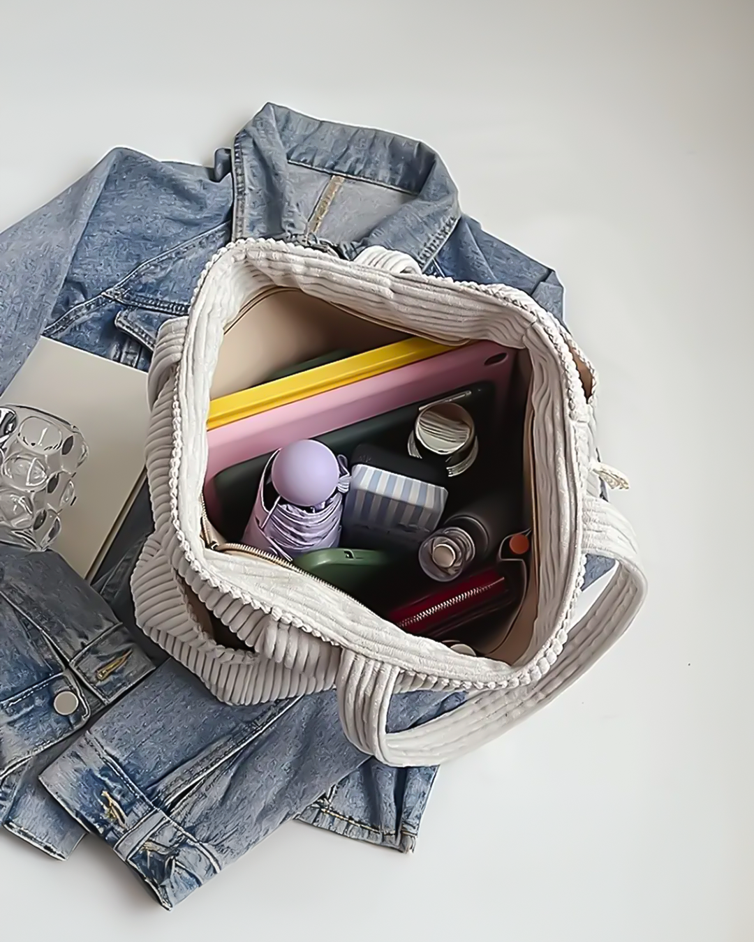 Tilda – Bolsa de Mano Acanalada con Detalle de Cordón