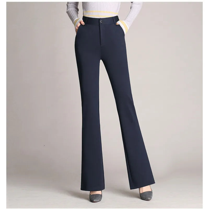 Maria - Pantalón sastre beige de pata ancha