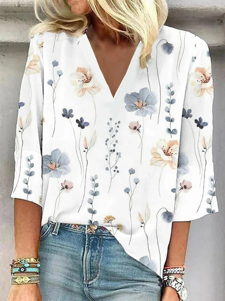 Camiseta acogedora con flores botánicas