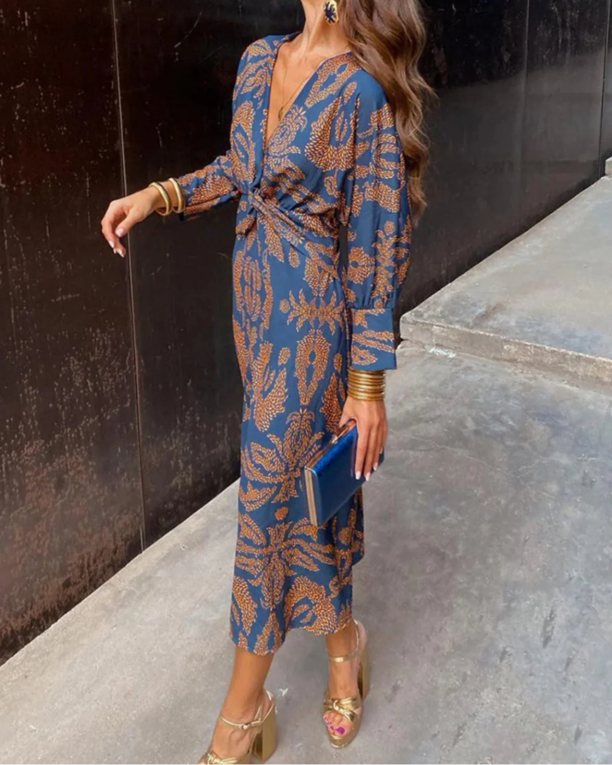 Vestido Midi Brenda - Elegante vestido de manga larga para fiestas y eventos