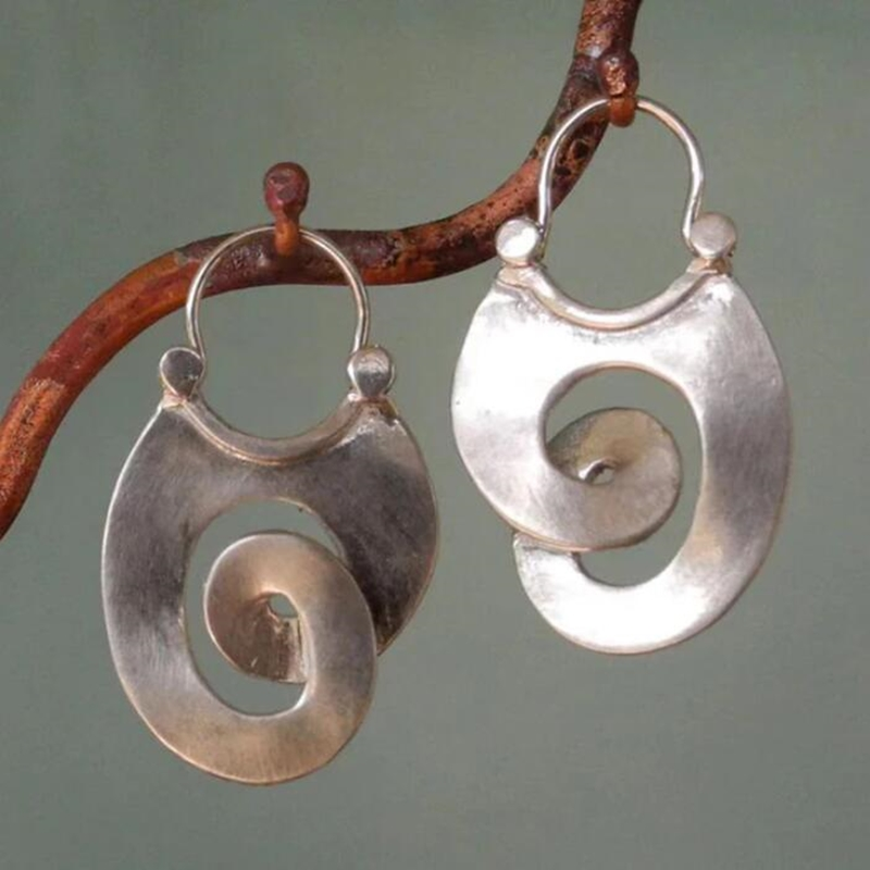Pendientes vintage en espiral de plata