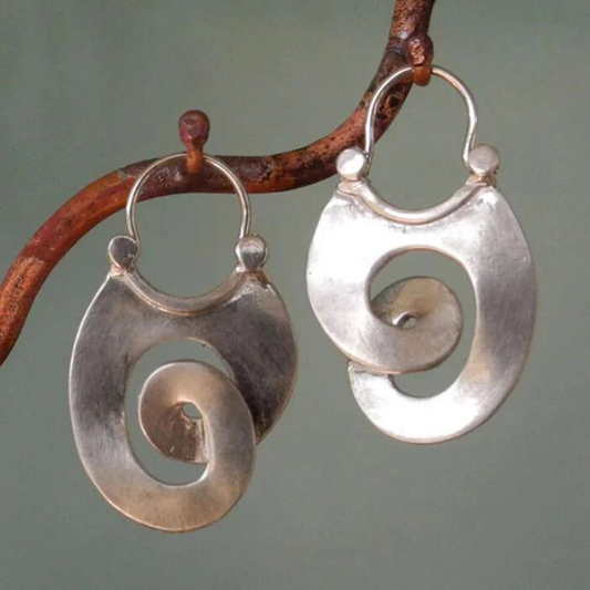 Pendientes vintage en espiral de plata